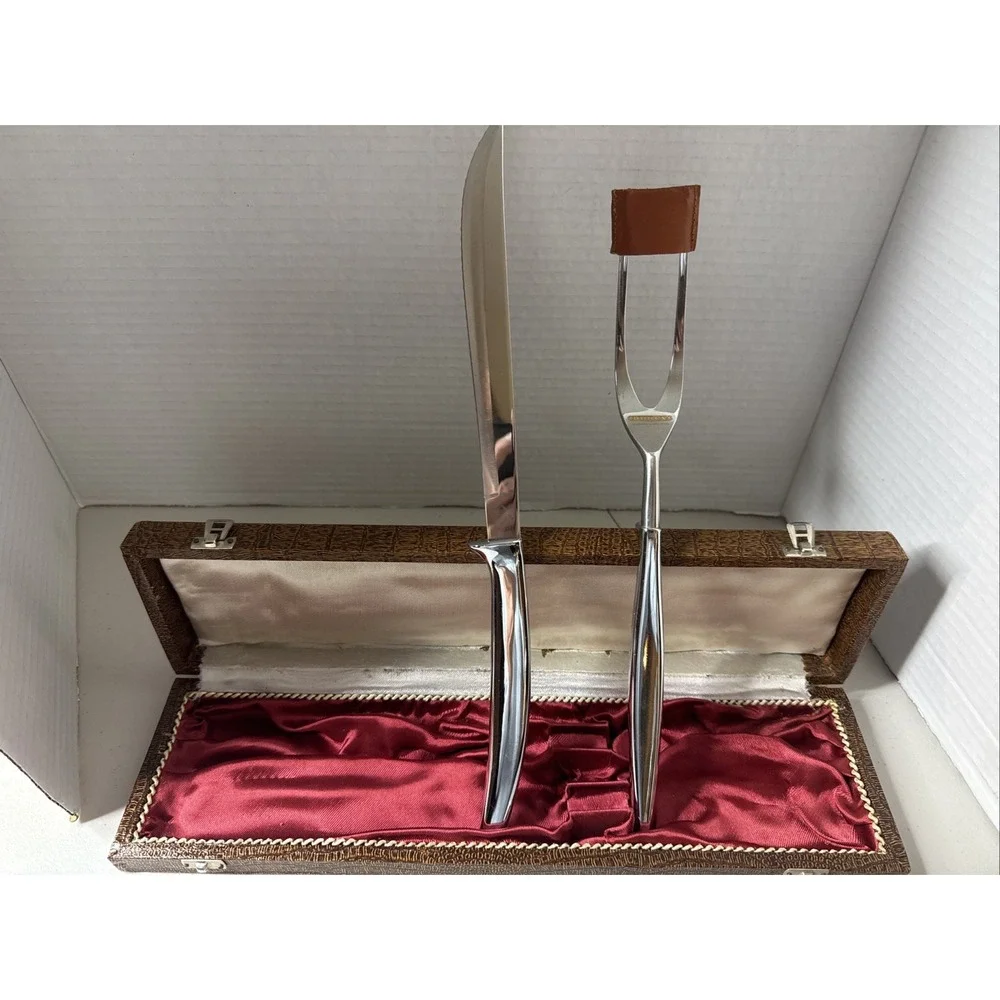 VINTAGE DUREX SOLINGEN GERMANY 2 PIECE STAINLESS CARVING SET